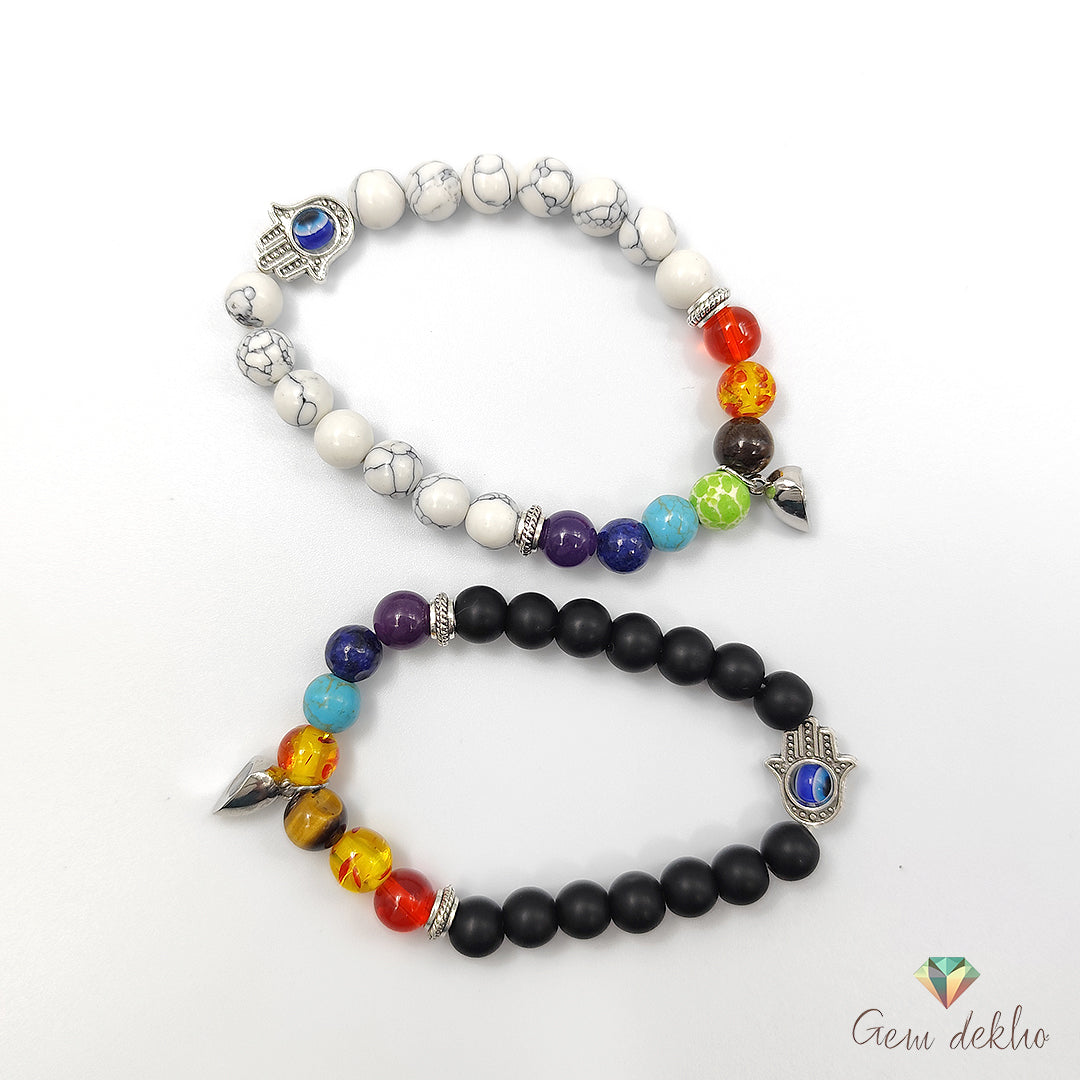 7 Chakra Heart Magnetic Couple Bracelets
