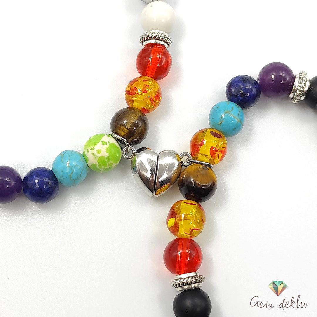 7 Chakra Heart Magnetic Couple Bracelets