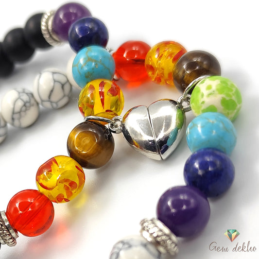 7 Chakra Heart Magnetic Couple Bracelets