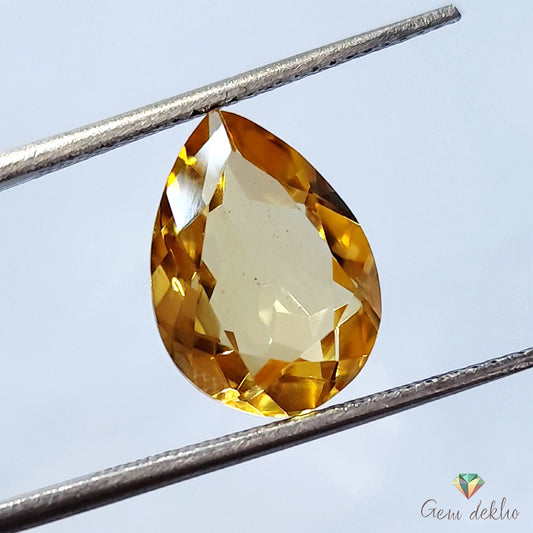 Citrine Pear Faceted Cut Stone 14×10MM 5Cts.