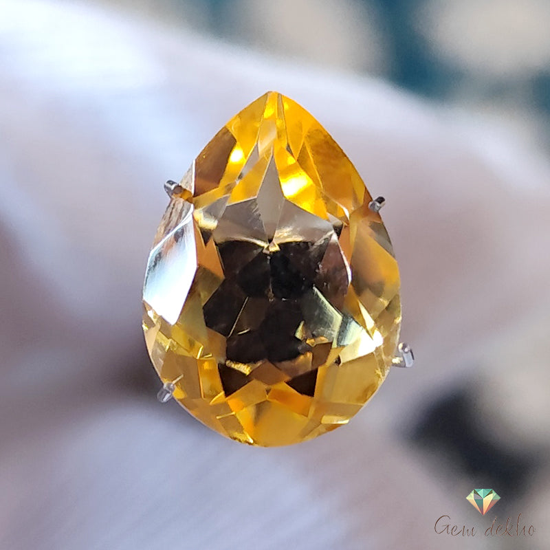 Citrine Pear Faceted Cut Stone 14×10MM 5Cts.