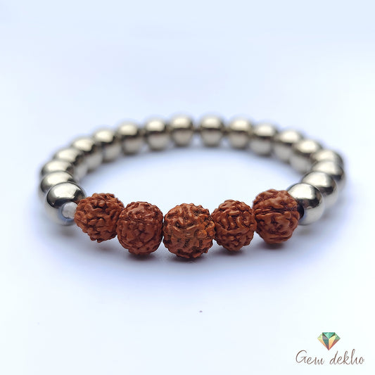 Pyrite Rudraksha Bracelet for Strength, Protection, and Confidence