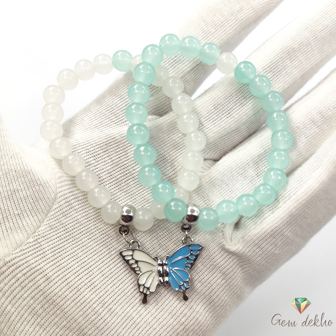 Butterfly Charm Magnetic Couples Bracelet