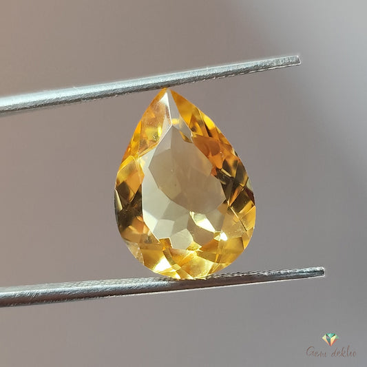 Citrine Pear Faceted Cut Stone 16×12MM 7.10 Cts.