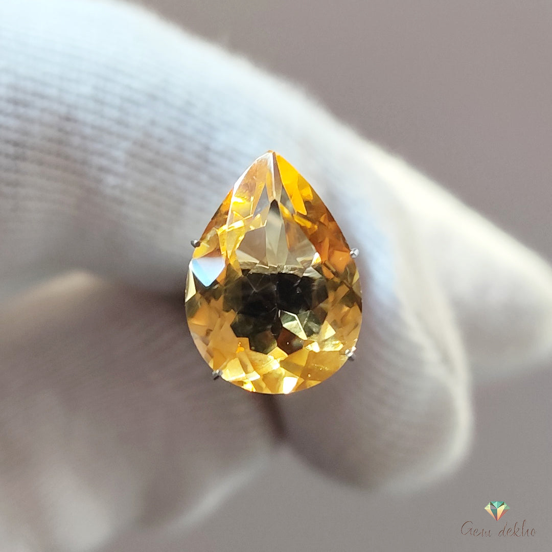 Citrine Pear Faceted Cut Stone 16×12MM 7.10 Cts.
