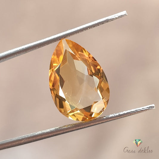 Citrine Pear Faceted Cut Stone 16×11MM 5.10 Cts.