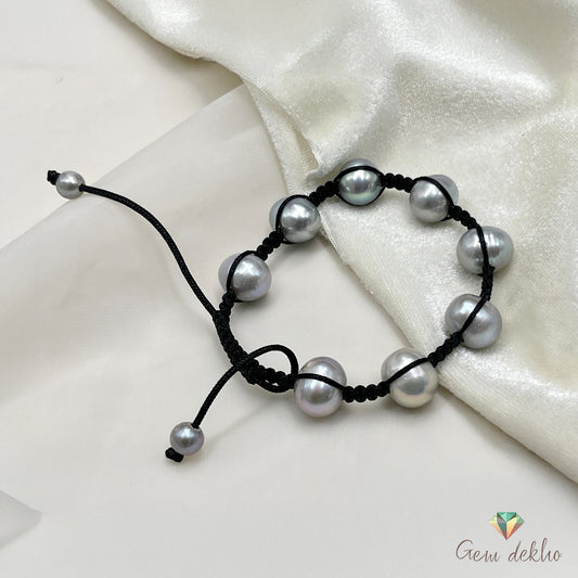 Freshwater Natural Pearl Bracelet With Adjustable Loop, 11mm Oval Pearls