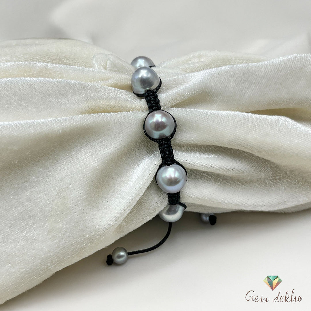 Freshwater Natural Pearl Bracelet With Adjustable Loop, 11mm Oval Pearls