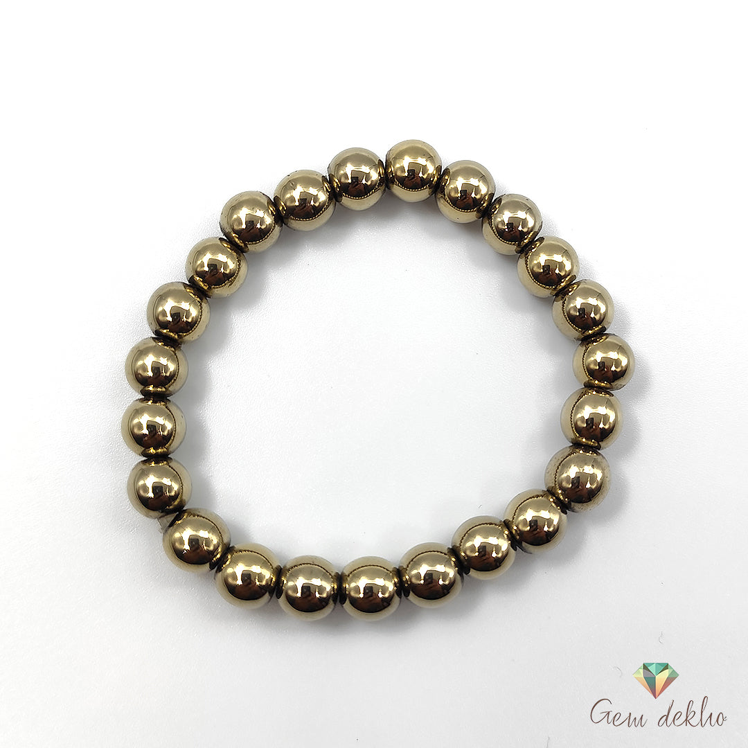 Natural Pyrite Bracelet – 8MM Healing Crystal Beads for Energy, Protection & Wealth