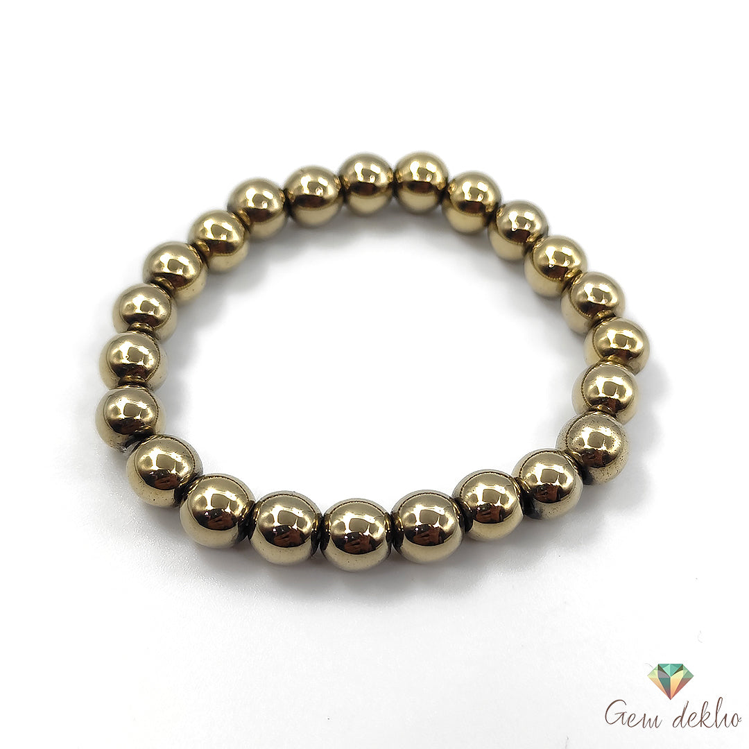 Natural Pyrite Bracelet – 8MM Healing Crystal Beads for Energy, Protection & Wealth