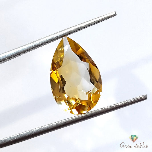 Citrine Pear Faceted Cut Stone 14×9MM 3.25 Cts.