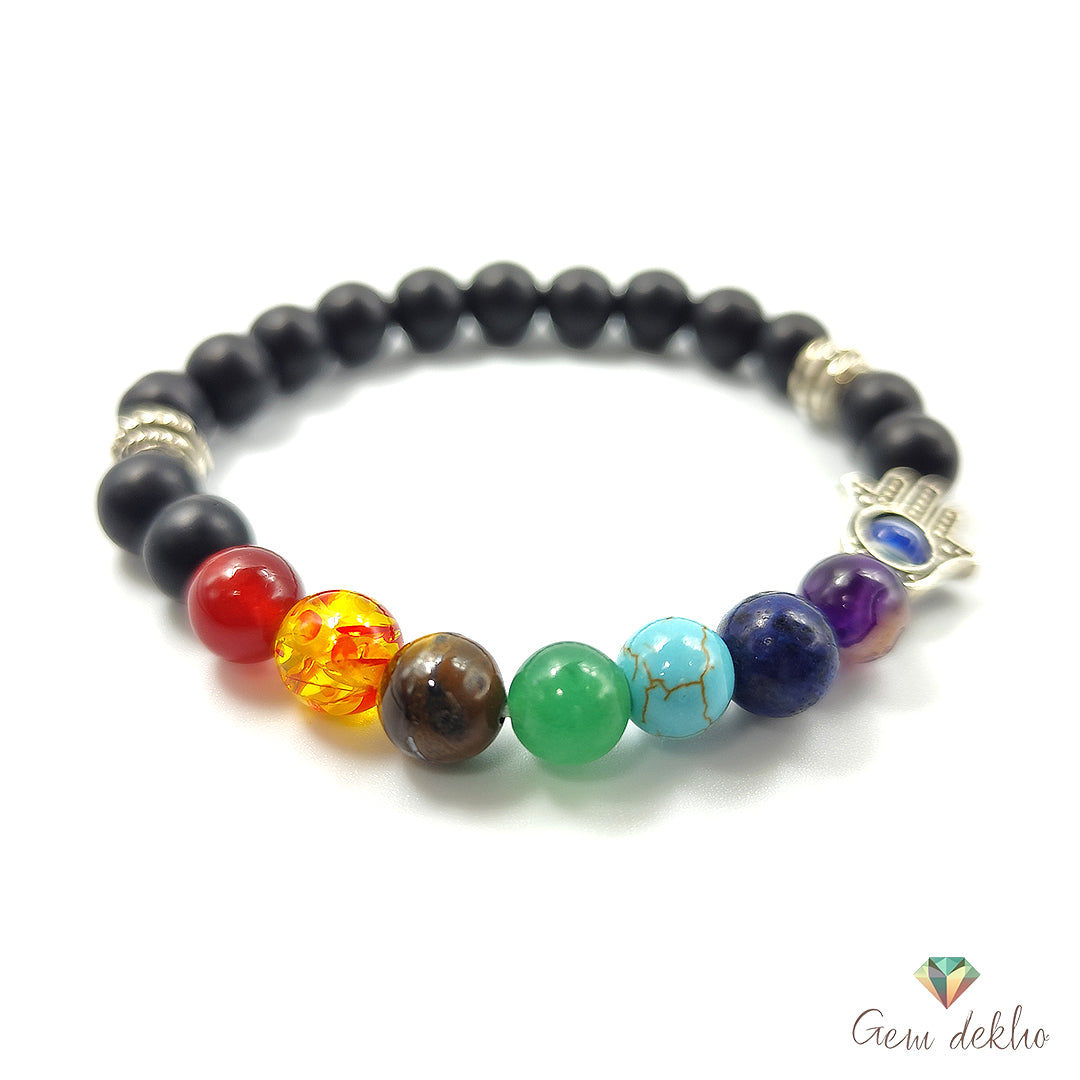 7 Chakra Healing Crystals Bracelet with Orgone Pendant – Adjustable Bead Bracelet for Yoga, Meditation & Energy Balance