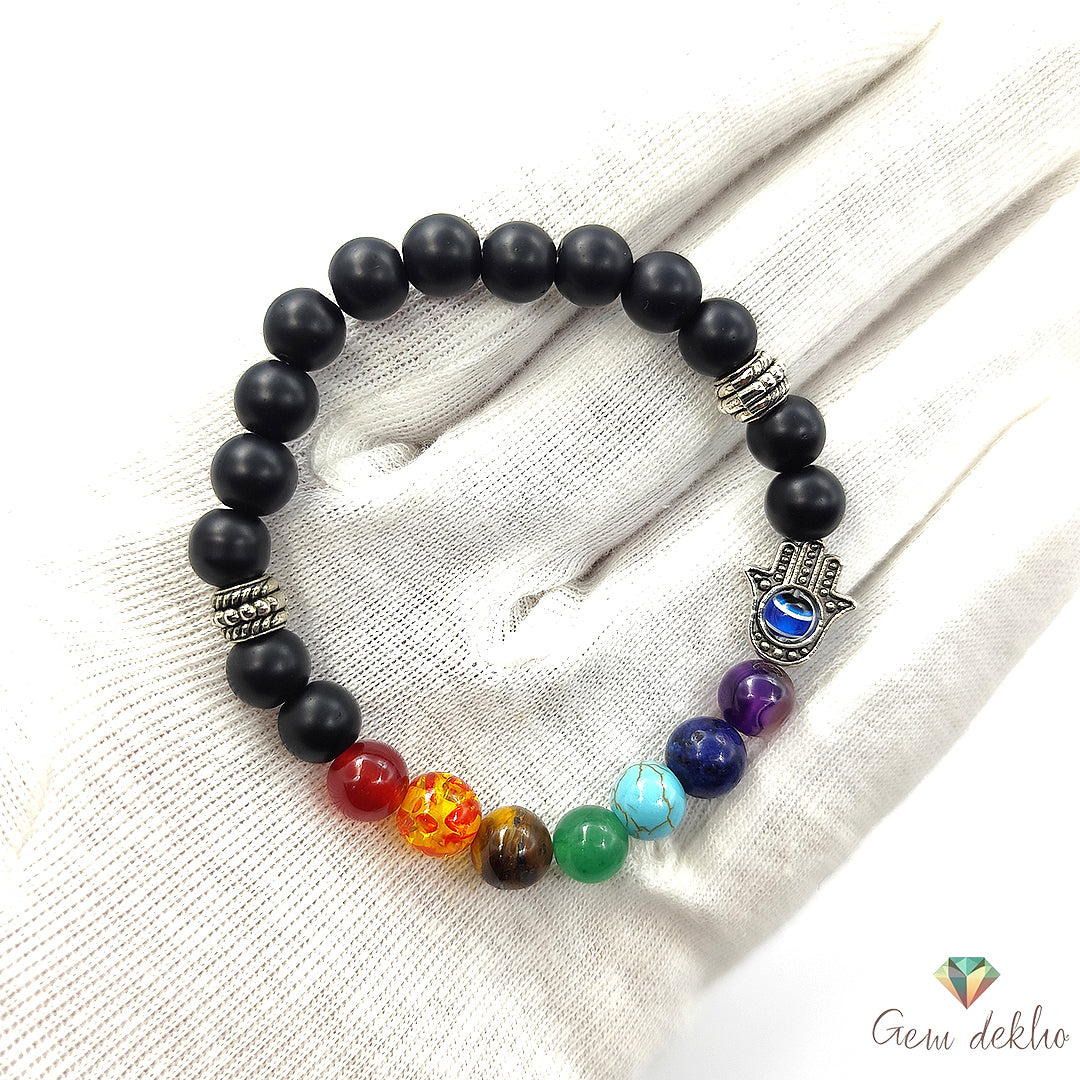 7 Chakra Healing Crystals Bracelet with Orgone Pendant – Adjustable Bead Bracelet for Yoga, Meditation & Energy Balance