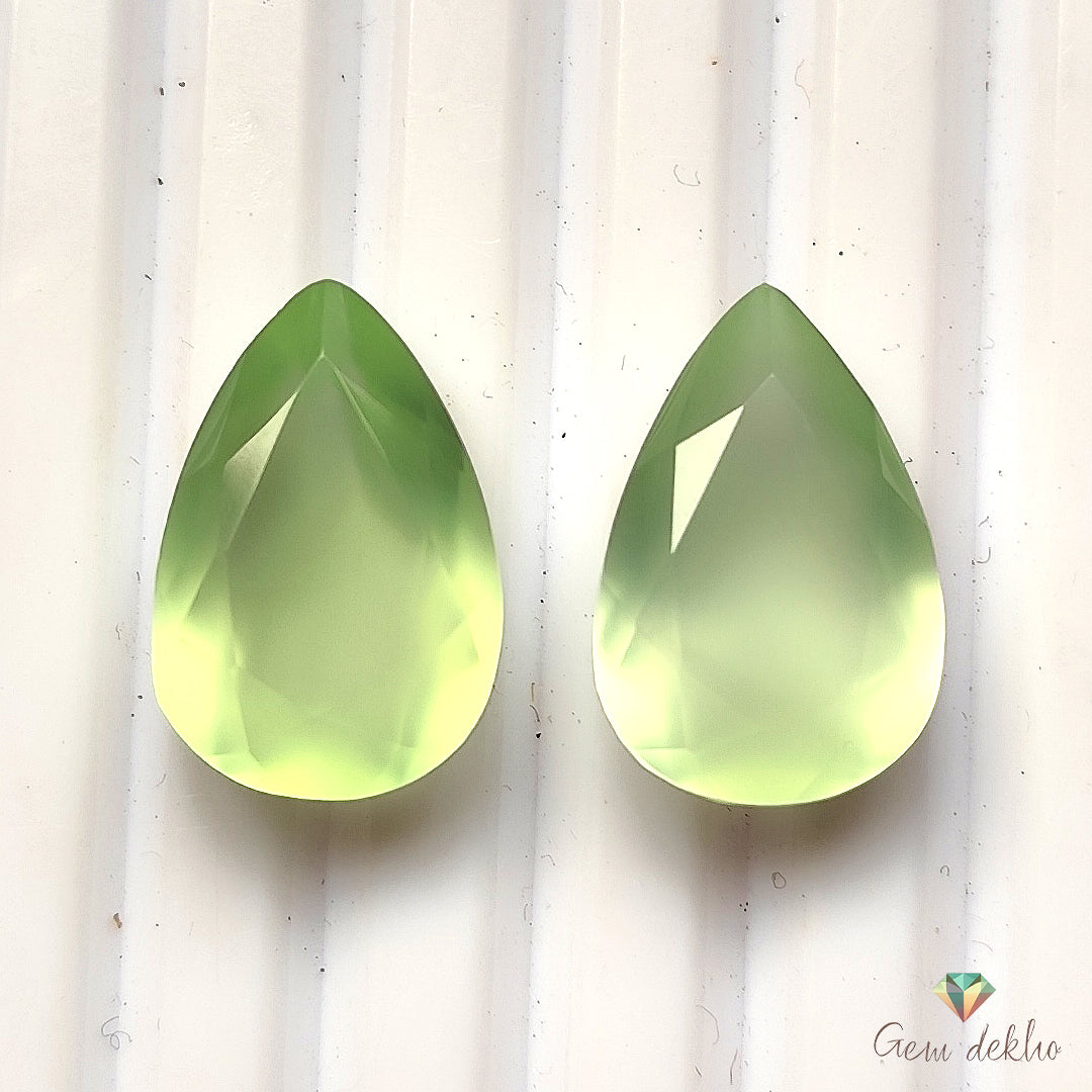 Parrot Green Onyx Cut Pair 17×12MM 17 Cts.