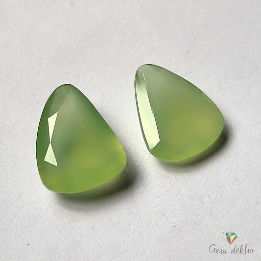 Parrot Green Onyx Cut Pair 18×14MM 19.25 Cts.
