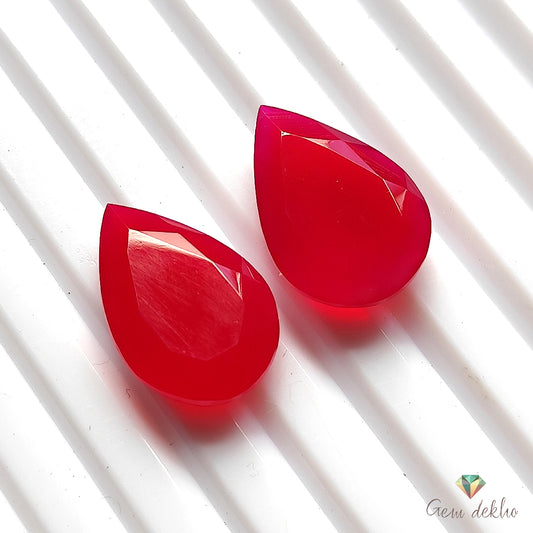 Pink Onyx Pear Drop Cut Pair 20×13MM 17.7 Cts.