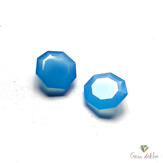 Sky Blue Onyx Octagon Cut Pair 15MM 18 Cts.
