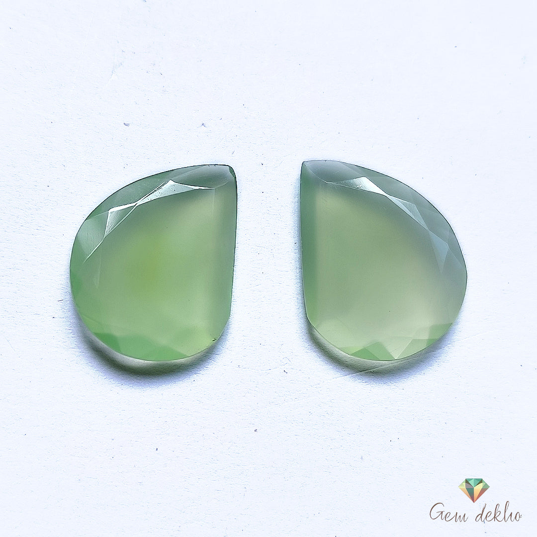 Parrot Green Onyx Cut Pair 21×15MM 15.5 Cts.
