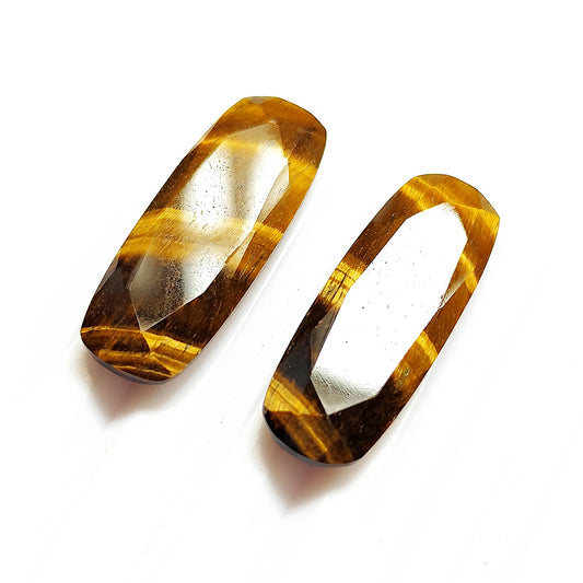 Tiger Eye Baguette Cut Pair 29×11MM 24.8 Cts.