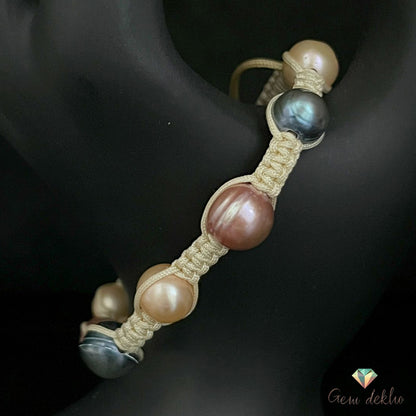Multicolor Freshwater Pearl Bracelet – Adjustable Loop, 10mm Round Pearls