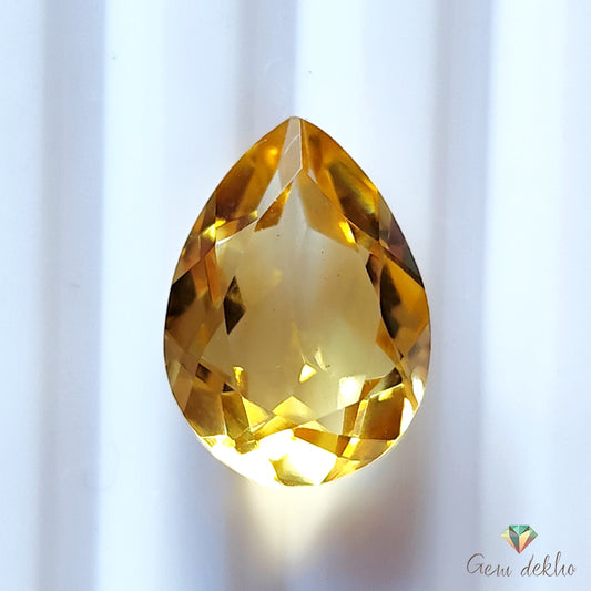 Citrine Pear Faceted Cut Stone 14×10MM 5Cts.