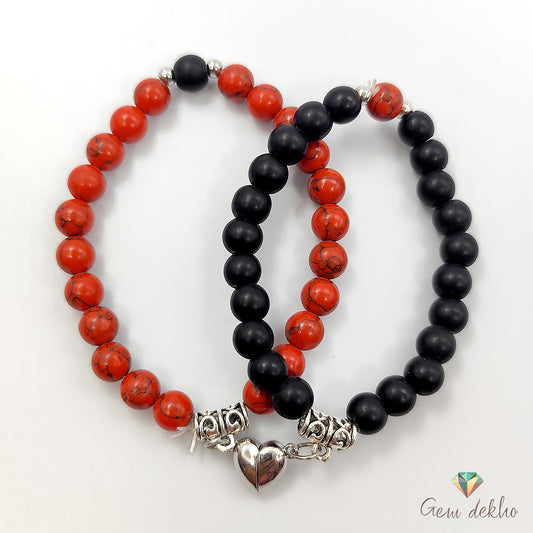 Heart Magnetic Couple Synthetic Charm Bracelets