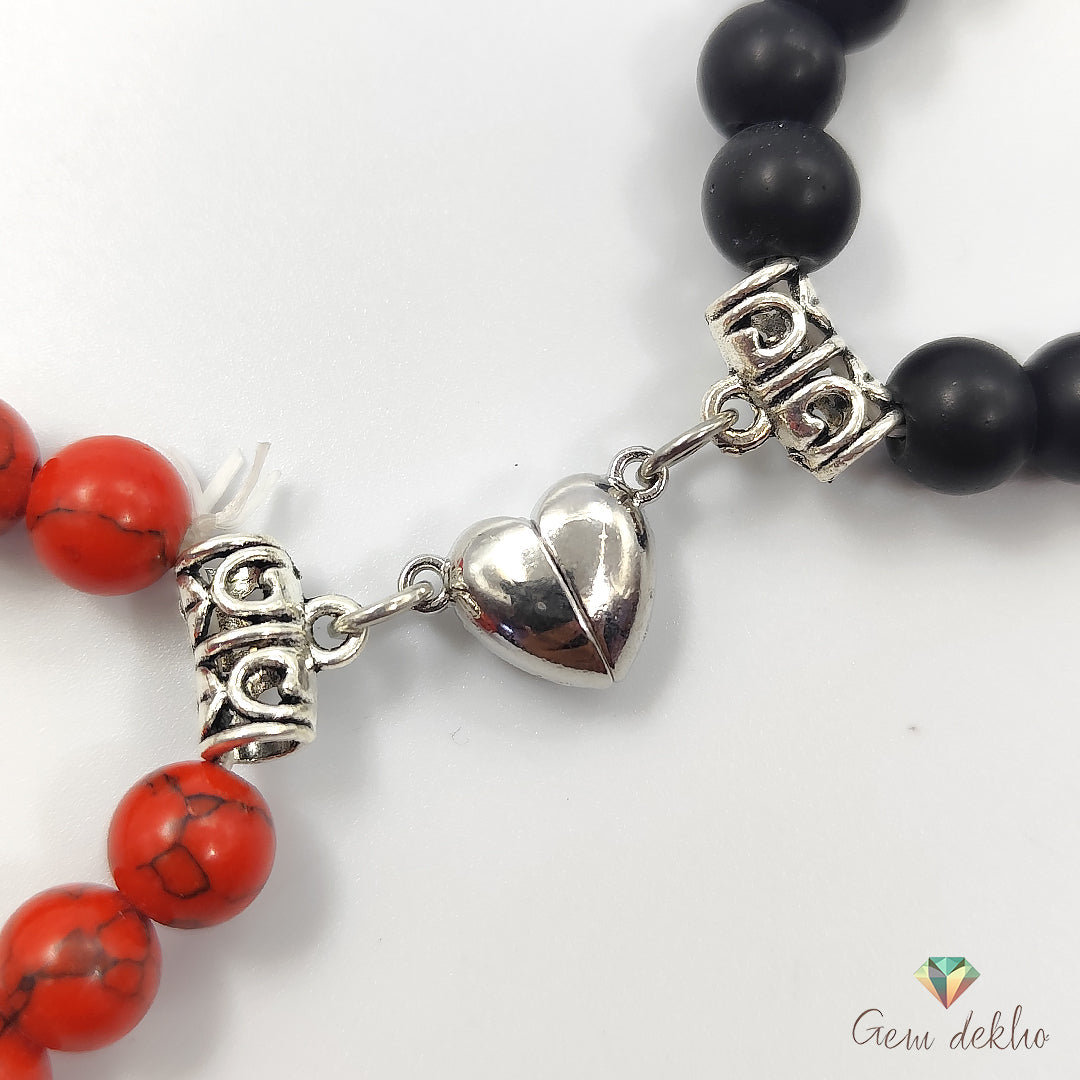 Heart Magnetic Couple Synthetic Charm Bracelets