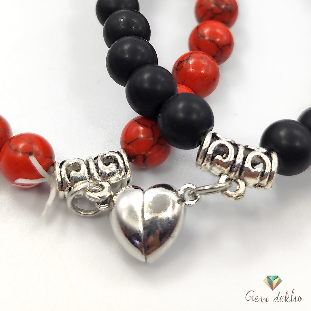 Heart Magnetic Couple Synthetic Charm Bracelets