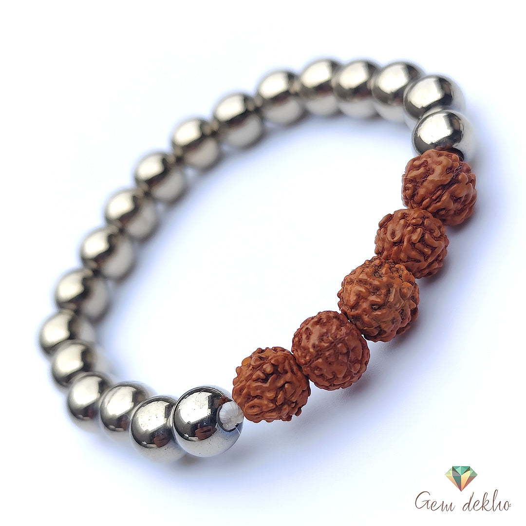 Pyrite Rudraksha Bracelet  for Strength, Protection, and Confidence