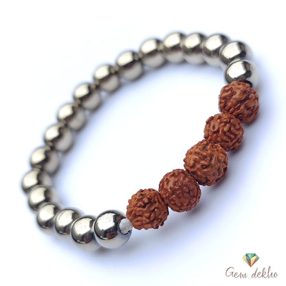 Pyrite Rudraksha Bracelet  for Strength, Protection, and Confidence