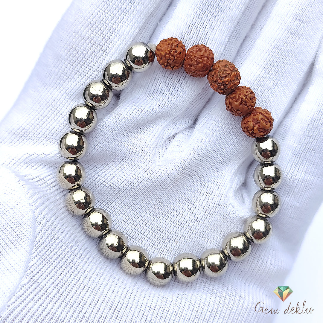 Pyrite Rudraksha Bracelet  for Strength, Protection, and Confidence