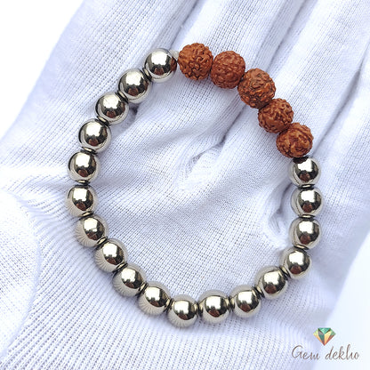 Pyrite Rudraksha Bracelet  for Strength, Protection, and Confidence