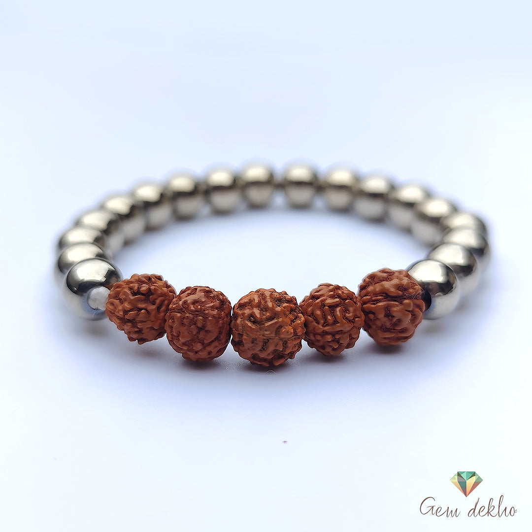 Pyrite Rudraksha Bracelet  for Strength, Protection, and Confidence