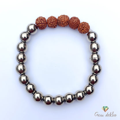 Pyrite Rudraksha Bracelet  for Strength, Protection, and Confidence