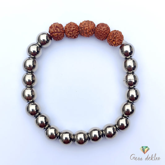 Pyrite Rudraksha Bracelet  for Strength, Protection, and Confidence