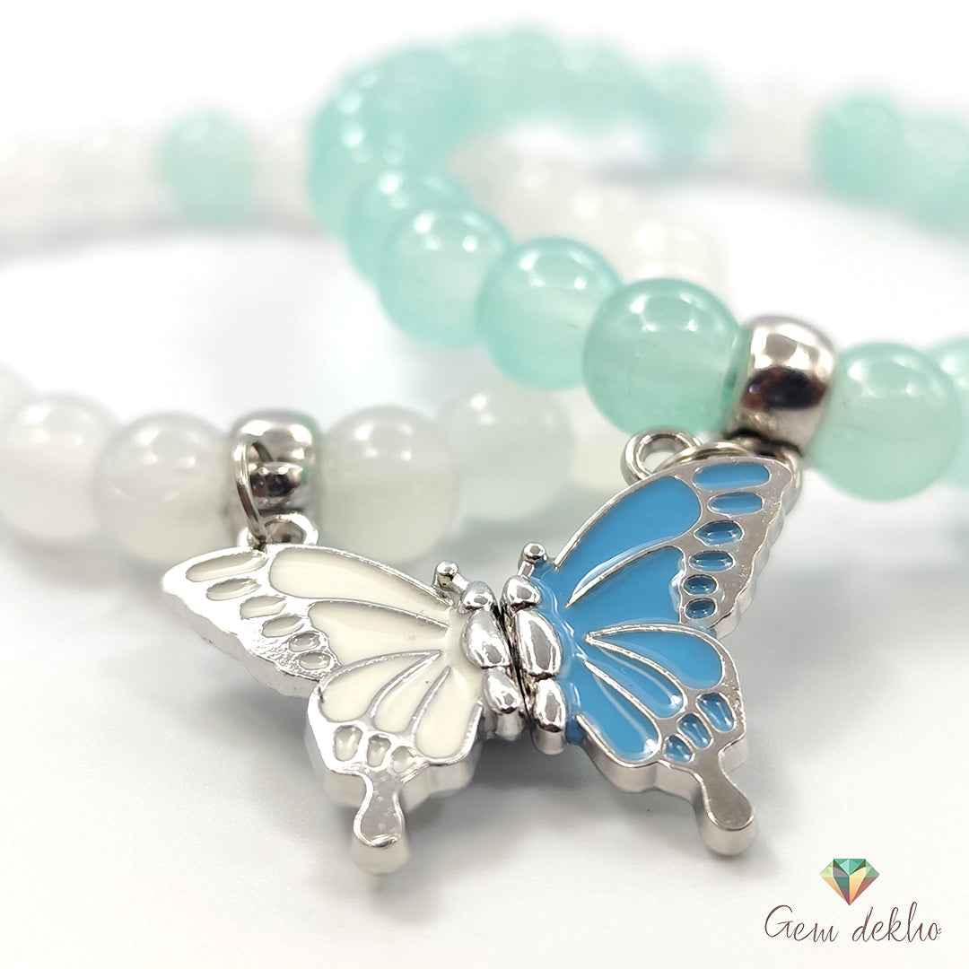 Butterfly Charm Magnetic Couples Bracelet