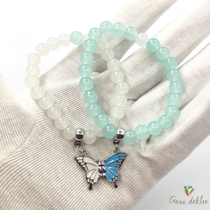 Butterfly Charm Magnetic Couples Bracelet