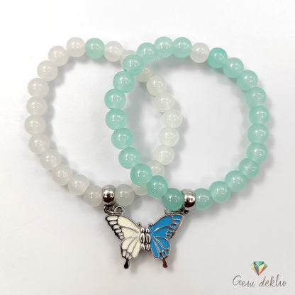 Butterfly Charm Magnetic Couples Bracelet