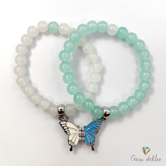 Butterfly Charm Magnetic Couples Bracelet