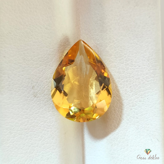 Citrine Pear Faceted Cut Stone 16×12MM 7.10 Cts.