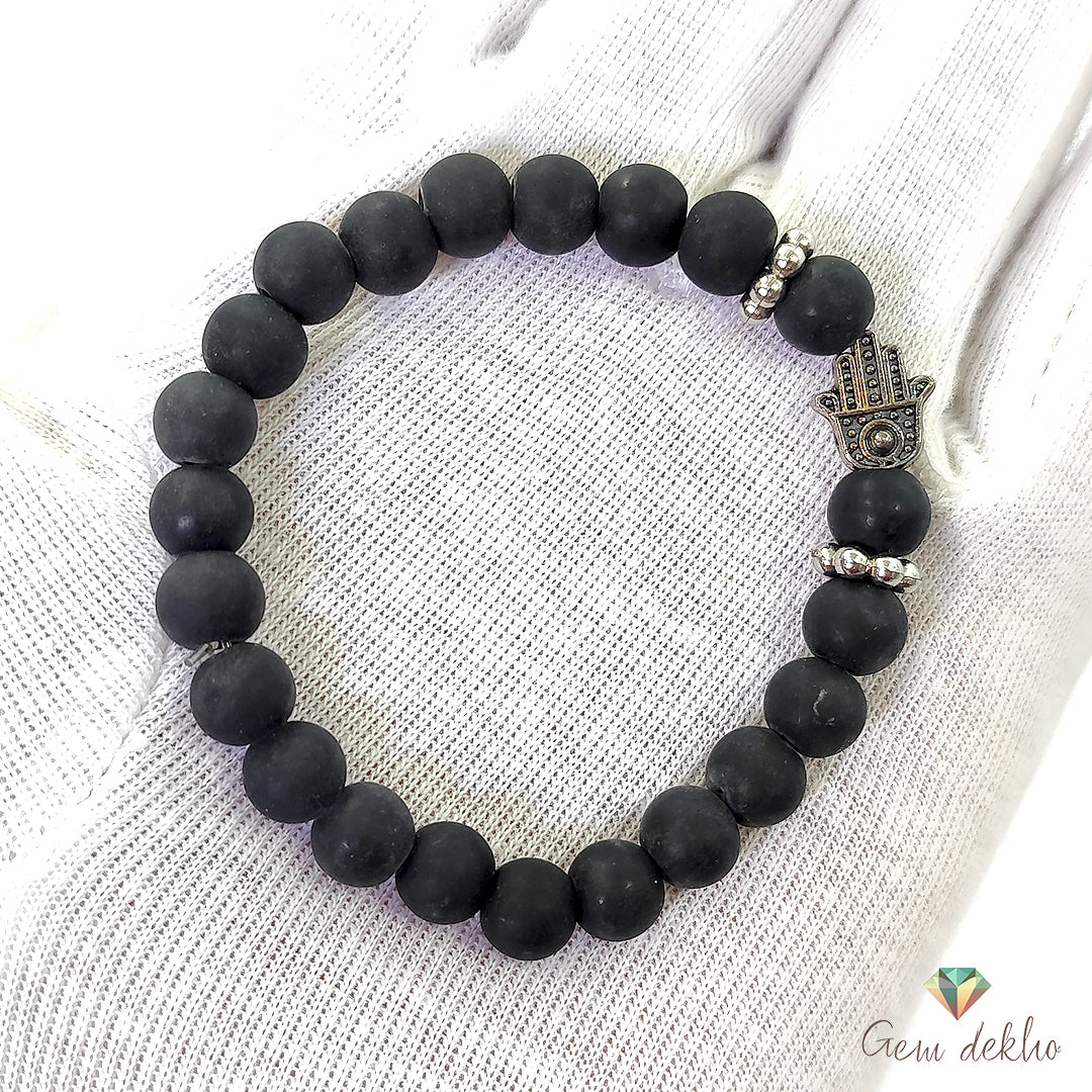 Health & Wealth Black Obsidian Hamsa God Hand Bracelet