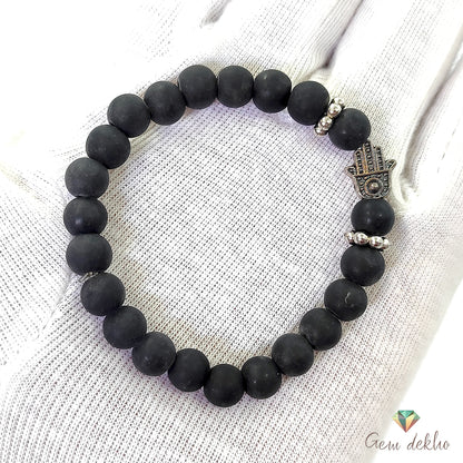 Health & Wealth Black Obsidian Hamsa God Hand Bracelet
