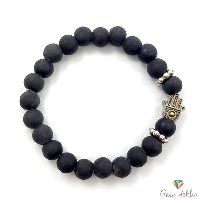 Health & Wealth Black Obsidian Hamsa God Hand Bracelet