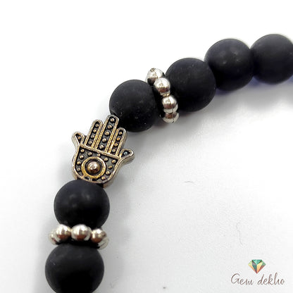 Health & Wealth Black Obsidian Hamsa God Hand Bracelet