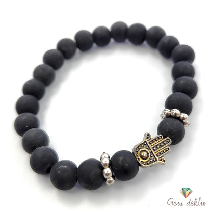 Health & Wealth Black Obsidian Hamsa God Hand Bracelet