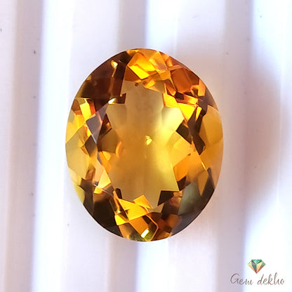 Citrine Oval Faceted Cut Stone 13×11 MM 5.80 Cts.