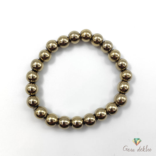 Natural Pyrite Bracelet – 8MM Healing Crystal Beads for Energy, Protection & Wealth