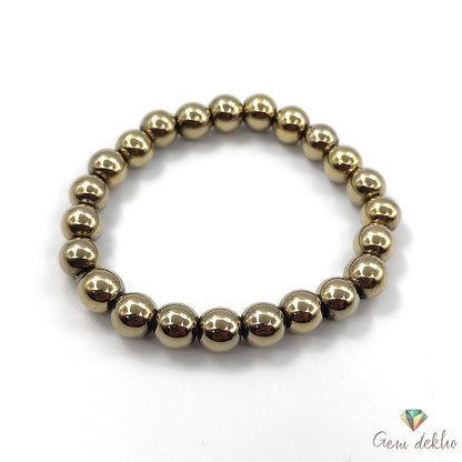 Natural Pyrite Bracelet – 8MM Healing Crystal Beads for Energy, Protection & Wealth