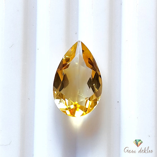 Citrine Pear Faceted Cut Stone 14×9MM 3.25 Cts.