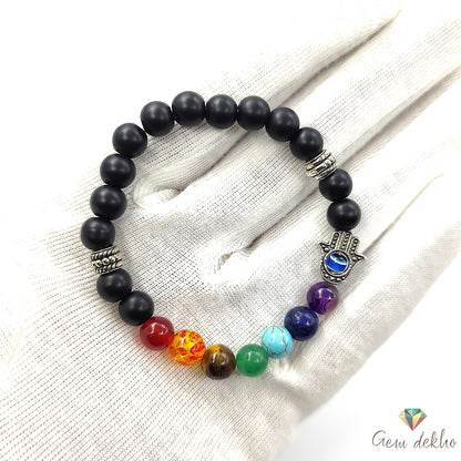 7 Chakra Healing Crystals Bracelet with Orgone Pendant – Adjustable Bead Bracelet for Yoga, Meditation & Energy Balance